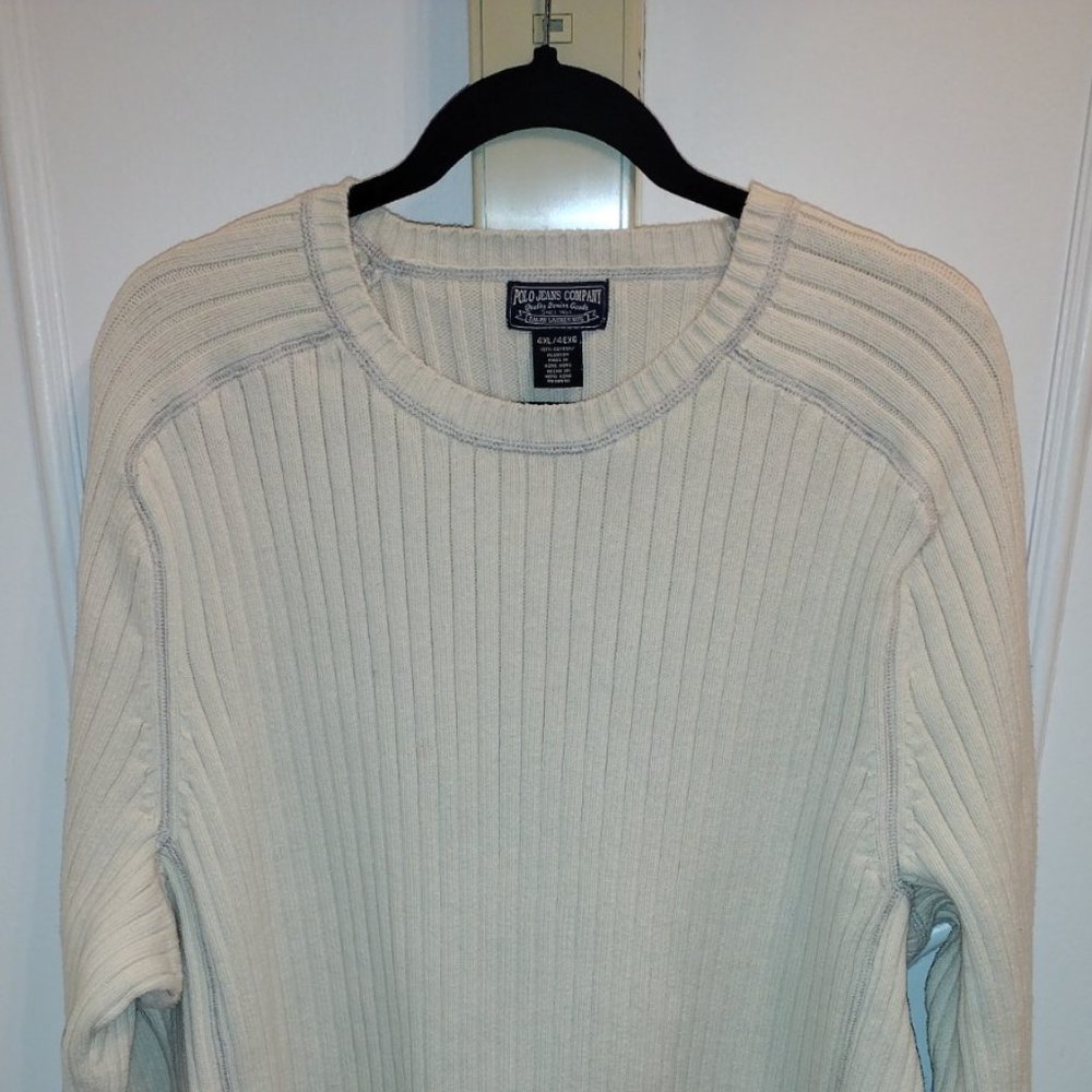 Polo Jeans Co. 100% Cotton Cable Knit Sweater Off-White 4X
